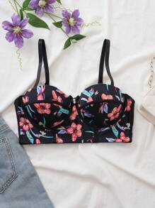 Spicy Aura 1pc Women's Floral Print Bow Decor Sexy Bustier - Multicolor - View 5