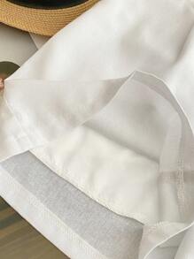 SHEIN Shorts anchos de lino blanco, casuales para mujer en verano - Blanco - Ver 9