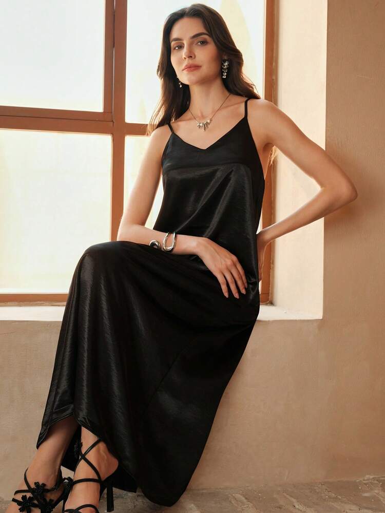 女性用ヘビーサテンスリップドレス ロングドレス