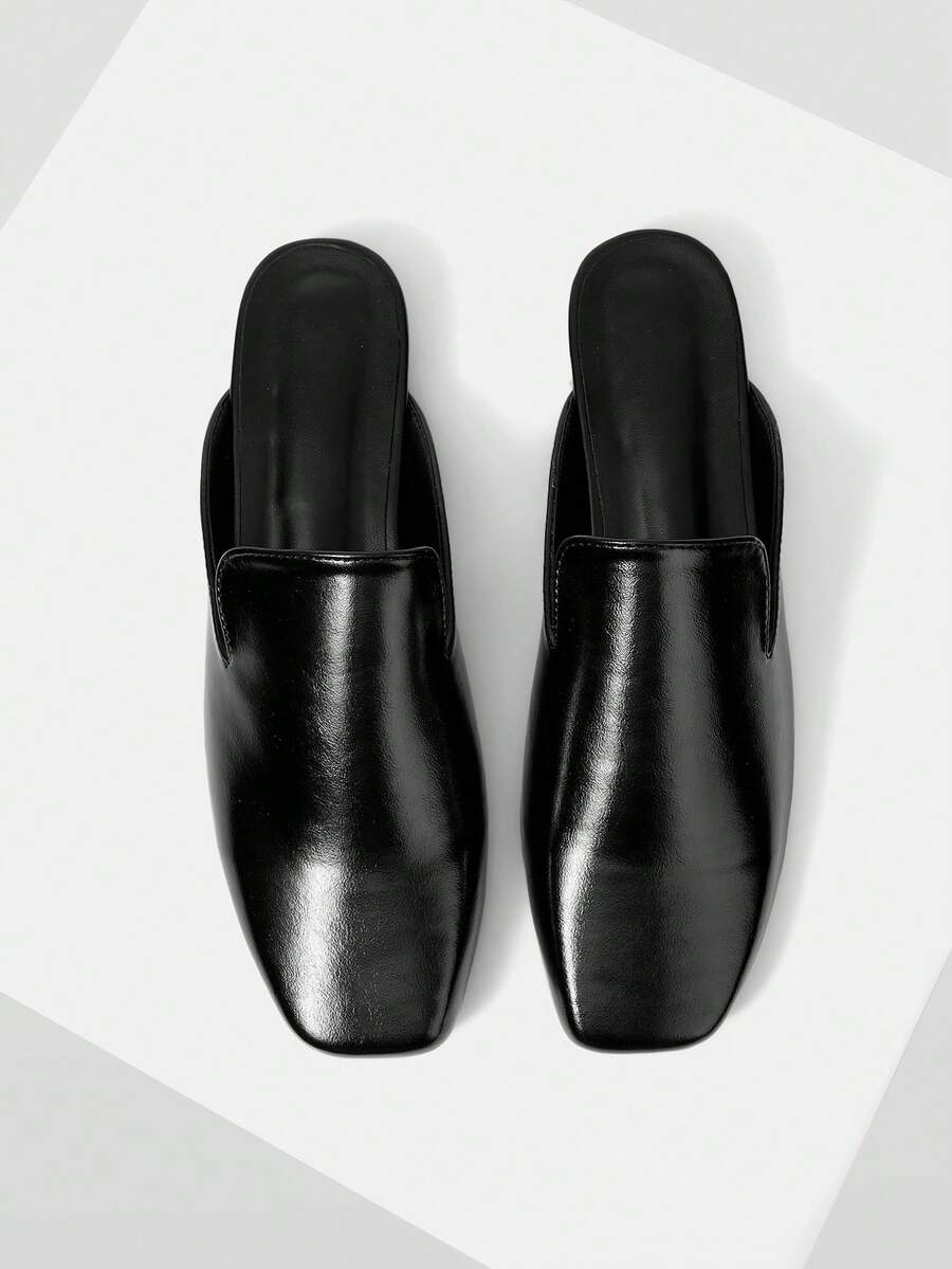 MOTF PREMIUM شبشب مربع الأصبع جلد اصطناعي