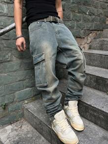 Manfinity LEGND Quần Jeans Denim Rộng Thùng Thình Thường Ngày Cho Nam Size Lớn - Rửa nhẹ - Xem 8