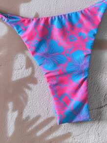 Swim Mod 2pcs/Set Women Random Floral Print Spaghetti Strap Sexy Bikini Swimsuit Set, Summer - Multicolor - View 6