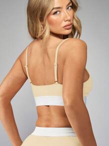 MISSGUIDED 三角形软杯文胸上衣，带松紧带，简约设计，舒适日常穿着，可调节肩带文胸 - 黃色 - 查看 4