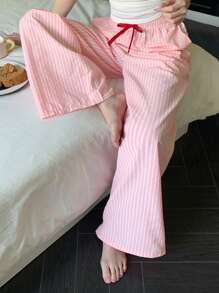 Dazy Plus Loose Elastic Waist Striped Drawstring Pajama Pants, All Season