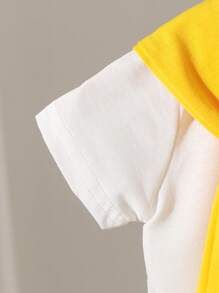 SHEIN Playful Pals Baby Boy & Toddler Boys Casual Blue Cape Design White Short Sleeve Top And Navy Blue Shorts Set, Round Neck Short Sleeve Top With Matching Shorts Outfit For Everyday Wear, Summer Yellow Baby Outfit Summer Outfits For Toddlers Sporty Summer Clothes Toddler Girl Summer Outfits For Toddler Summer Clothes For Toddler - Yellow - View 3