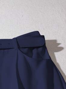 Franclia 女士优雅高端法式白色阔腿裤，春夏女士连衣裙裤 - 藏蓝色 - 查看 4