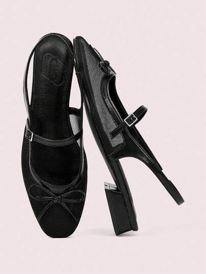 CUCCOO DOLLMOD Women Square Toe High Heel Fashion Dress Shoes, Suitable For Banquet, Work And Casual