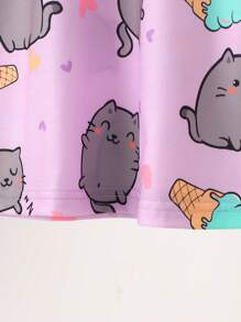 2 قطعة من فساتين المنزل الطويلة ذات الأكمام القصيرة للبنات الصغيرات، من قماش ناعم ومريح، بتصميم كرتوني بطبعة فيل، للصيف