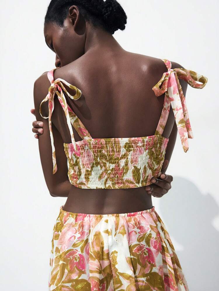 SHEIN Maija 2pcs Women Casual Floral Print Tank Top & Skirt Set, Vacation Resort Wear Floral Two Pieces Set Two Pieces Summer Set Skirt Vacation Outfits Woman Skirt Set Beach Skirt Set Festival Two Pieces Outfit