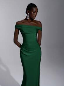 Elitara Elegant Ruffled Off Shoulder Mermaid Dress, Suitable For Wedding, Single Party, Holiday, Prom, Bridesmaid (Adult)