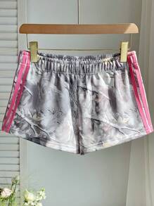 Comfortcana 枝条印花拼布针织宽松短裤 - 彩色 - 查看 3