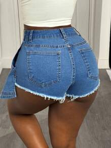 BamGleam Jupe-short en jean fendue sexy pour femmes, pour sortir et faire la fête