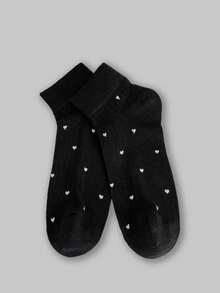 ROMWE Kawaii Calcetines cortos casuales y cómodos con patrón de corazones para mujer - Multicolor - Ver 4