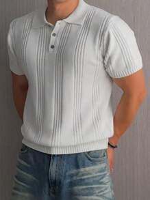 DAZY Men's Spring/Summer Textured Fabric 1/3 Open Collar Sweater - White - View 6