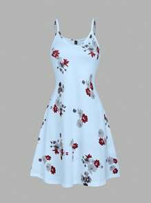 EMERY ROSE 女士时尚浪漫优雅印花吊带迷你连衣裙