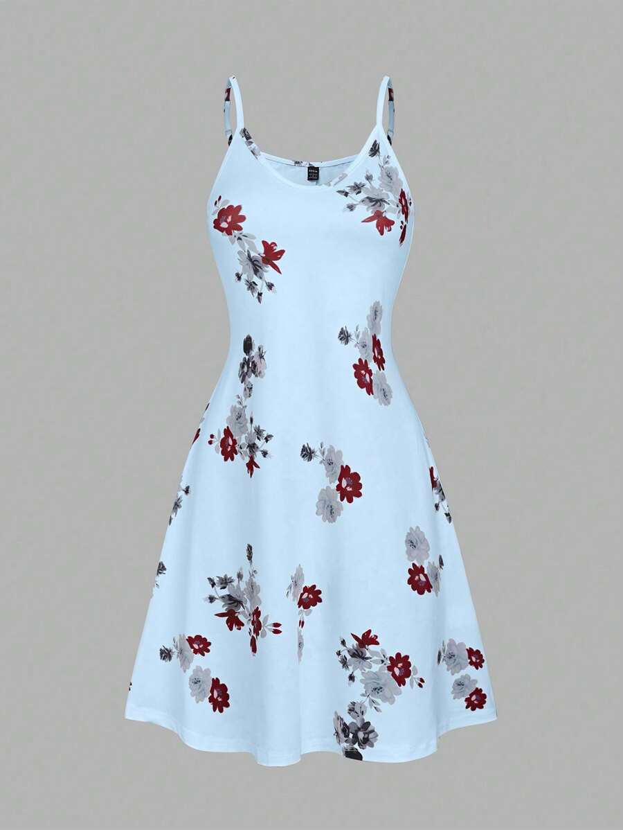 EMERY ROSE 女士时尚浪漫优雅印花吊带迷你连衣裙