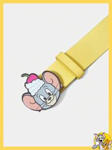 TOM & JERRY X SHEIN Curea galbenă cu model drăguț de desene animate - Galben - Vizualizare 2