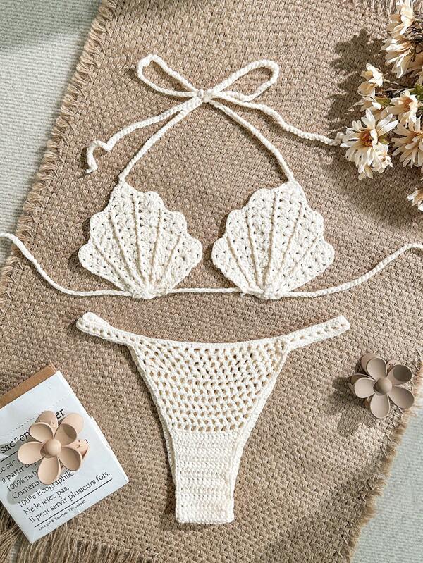 Soleia Set bikini tricotat stil coajă nou pentru sărbători