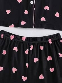 3 PiecesGirls Casual Heart Print Cardigan, Top And Pants/Shorts Loungewear Sets Girls Clothes Set Teen Girl Shirts Rainbow Summer Sets Pride Young Girls Sets Summer Pj Sets Cute Sets For Teens