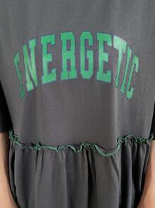 FRIFUL Women's Loose Letter T-Shirt, Summer Casual Tops