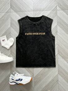 SHEIN Teen Boys Minimalist Printed Sleeveless Tank Top