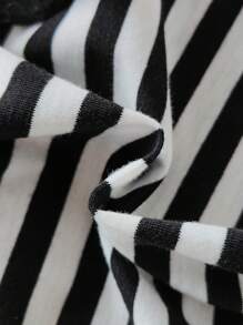 SHEIN 2-Piece Baby Girl Casual Fashion Preppy Style Lapel Striped Top And Versatile Skirt Set Suitable For Spring And Summer Preppy Style Daily Wear