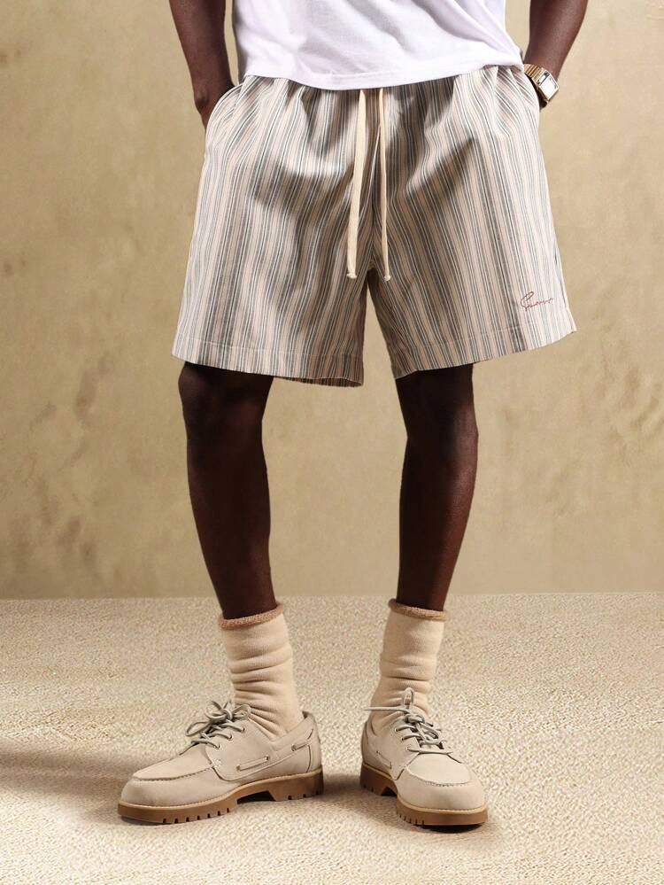 Striped Cotton Drawstring Comfort Fit Lounge Shorts