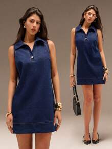 SHEIN Forever 21 夏季女士浪漫/舞会/正式/生日/90 年代服装/商务休闲女士/优雅/西部装/外出/时尚/休闲/Y2K 服装/俱乐部/办公室/鸡尾酒会/复古/紧身/狂欢服装节日/有趣/优雅/老钱/街头服饰/度假服装/乡村音乐会服装/工作服/端庄/春假/单身女郎服装/音乐会/坏人/基本款/毕业/ A 字/女牛仔服装/蓝色水洗/无袖/蝴蝶结/牛仔迷你连衣裙 - 藍色 - 查看 5