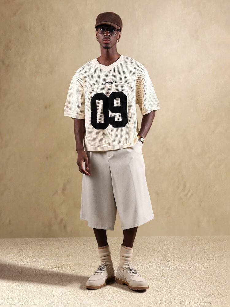 Oversized Varsity Style Number Sweater