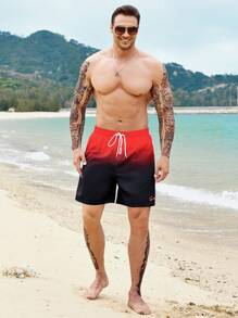 Surfspeed Men's Ombre Drawstring Beach Shorts