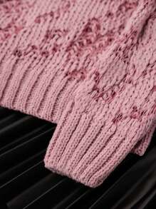 EURMUSE 纹理针织柔粉色毛衣，简约时尚，适合夏季 - 粉色 - 查看 3