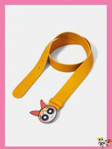 THE POWERPUFF GIRLS X SHEIN Blossom Pattern Orange PU Leather Belt - Multicolor - View 3