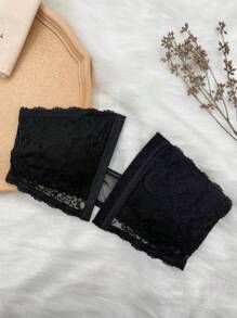 SHEIN Women Front Opening Lace Bralette - Black - View 6