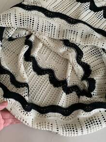 INAWLY 2pcs/Set Women Striped Round Neck Sleeveless Knit Top And Knit Mini Skirt - Multicolor - View 3