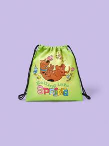SCOOBY-DOO X SHEIN Cartoon Letter Pattern Drawstring Closure Travel Storage Bag, Multi-Size - Multicolor - View 3