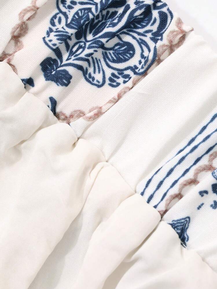 Women's Floral Print Elastic Waist Wide Leg Casual Pants, Summer