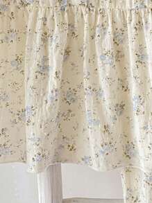 女童两件套开学睡衣套装，薄款碎花甜美公主风荷叶边彼得潘领泡泡袖宽松上衣和阔腿裤 - 杏色 - 查看 5