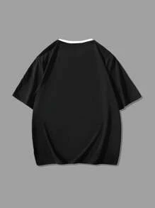 Manfinity Homme Chemise décontractée en patchwork bicolore pour homme de grande taille, été - Multicolore - Voir 3