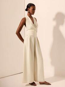 Zivah 2 件套无袖交叉系带露背上衣和阔腿裤套装 - 杏色，休闲夏季服装，适合音乐节、复活节、圣帕特里克节、西部风、游牧风、生日、毕业典礼、学院风、日常穿着、休闲、度假、巡航、海滩、日光浴、时尚、街头风格、婚礼嘉宾、通勤、早午餐、机场 - 杏色 - 查看 4