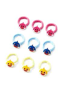 BABY SHARK X SHEIN 9 cái/bộ Dây buộc tóc hoạt hình cá dễ thương/Dây buộc tóc đàn hồi, dày, bản rộng, không kéo tóc, dành cho bé gái - Nhiều màu - Xem 4