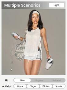 SHEIN Sport Studio Women Yoga Sports Fitness Running Casual T-Shirt, Loose Workout Outdoor Commuting Comfortable Mesh Sexy Sleeveless Tank Top