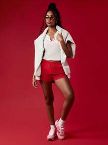 MISSGUIDED Shorts mit seitlichen Raffungen, klassisch-lässig mit Kordelzug, Mini-Athletic-Track-Jogging-Hose, Frühling Sommer Sportbekleidung zum Laufen