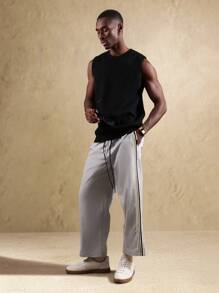 SUMWON High Performance Side Stripe Skater Fit Athletic Pants Drawstring Waist Breathable Premium Comfort Training Casual Sport Loose Fit - Grey - View 5