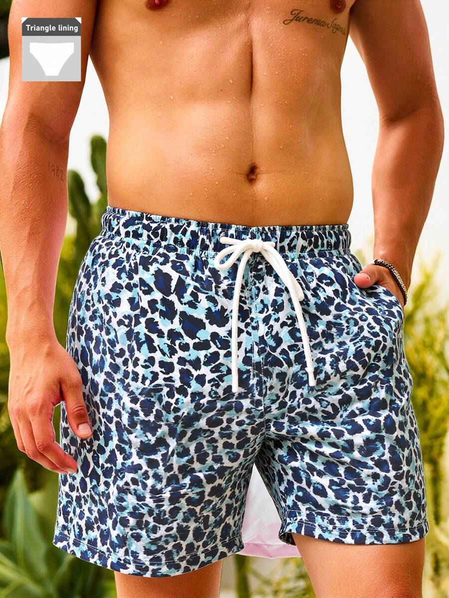 Manfinity KASUA Men's All-Over Print Simple Casual Beach Shorts (Asymmetrical Allover Print Pattern) - Multicolor - View 1