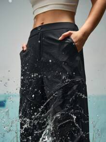 In My Nature Pantalones de senderismo rectos con pliegues de unicolor para mujeres - Negro - Ver 10