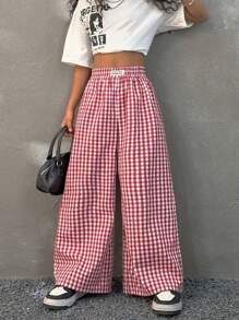 Coolane Kids Tween Girls 春夏街头服饰图案粉色宽松直筒裤 - 紅色 - 查看 2