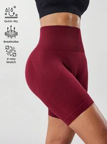 Easithlete 3 Pieces Women's Solid Color High Waist Casual Fitness Workout Shorts Workout Short - Multicolor - View 5