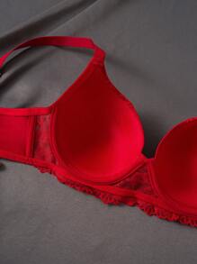 SHEIN 3件套蕾丝贝壳图案性感文胸套装 - 彩色 - 查看 6