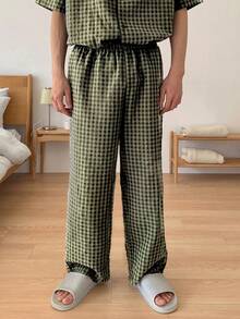 DAZY Printed Embroidered Shirt Men Summer Loungewear Set Pajama - Brown - View 3