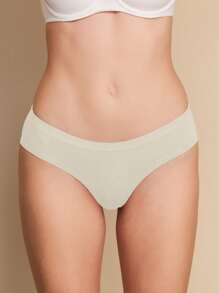 Seamless Underwear, Comfortable Hipster Panty - Beige - View 5